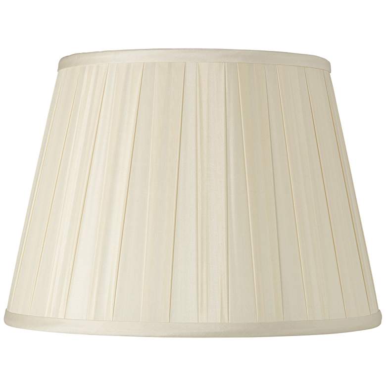 Image 1 Eggshell Euro Box Pleat Silk Empire Shade 10x14x10 (Spider)