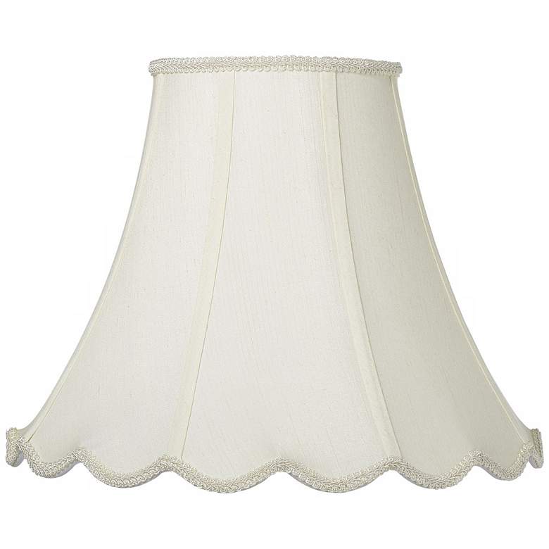 Image 1 Eggshell Faux Silk Scallop Bell Shade 6x12x9.5 (Spider)