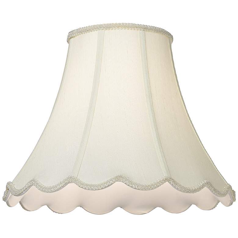 Image 2 Eggshell Faux Silk Scallop Bell Shade 6x12x9.5 (Spider) more views