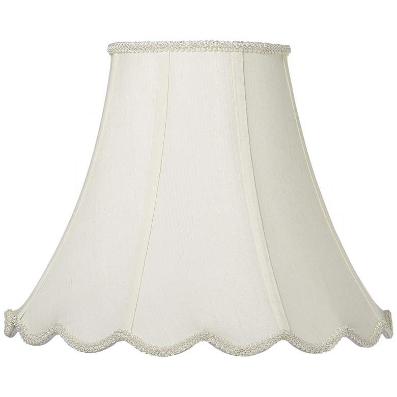 Image 1 Eggshell Faux Silk Scallop Bell Shade 7.5x16x12.75 (Spider)