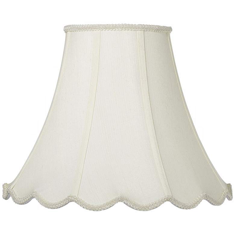 Image 1 Eggshell Faux Silk Scallop Bell Shade 8.5x18x14 (Spider)