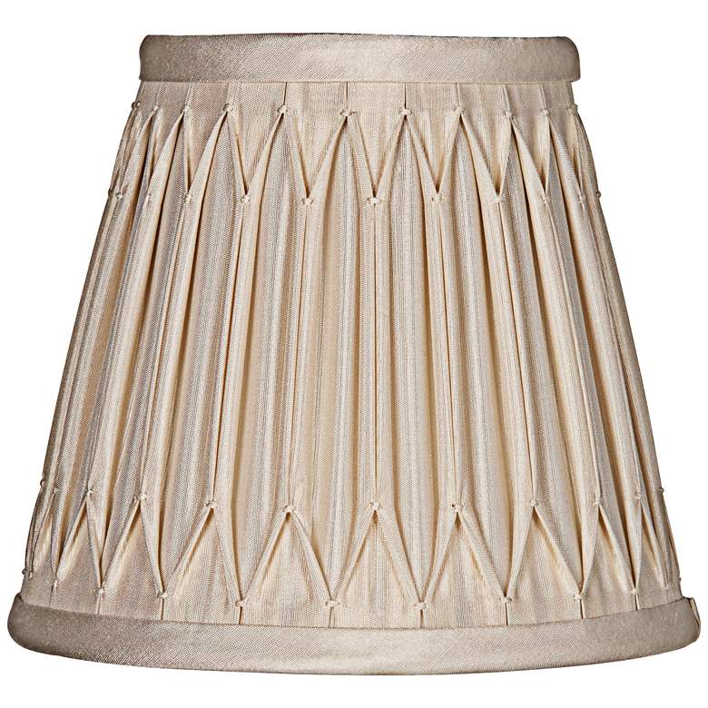 Image 1 Eggshell Full Smocked Silk Shade 3x5x5 (Clip-On)