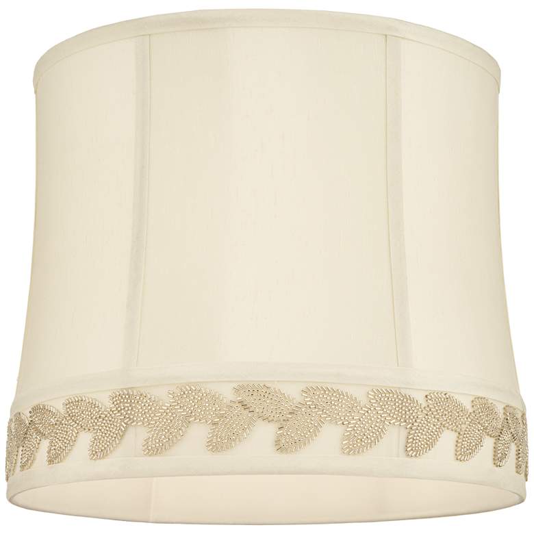 Image 3 Eggshell Gold Leaf Trim Drum Lamp Shade 13x14x12 (Washer) more views
