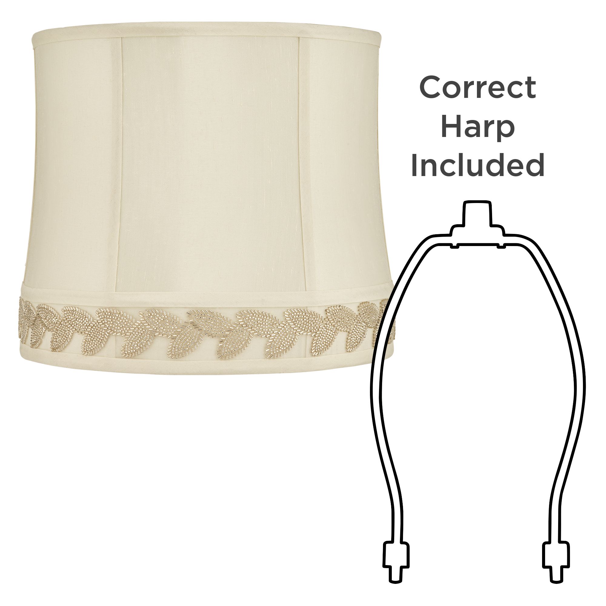 Eggshell Gold Leaf Trim Drum Lamp Shade 13x14x12 (Washer) 846K3