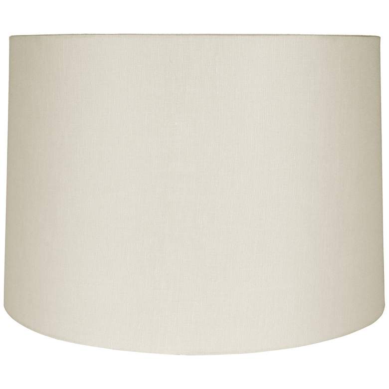 Image 1 Eggshell Linen Round Drum Shade 17x18x12 (Spider)