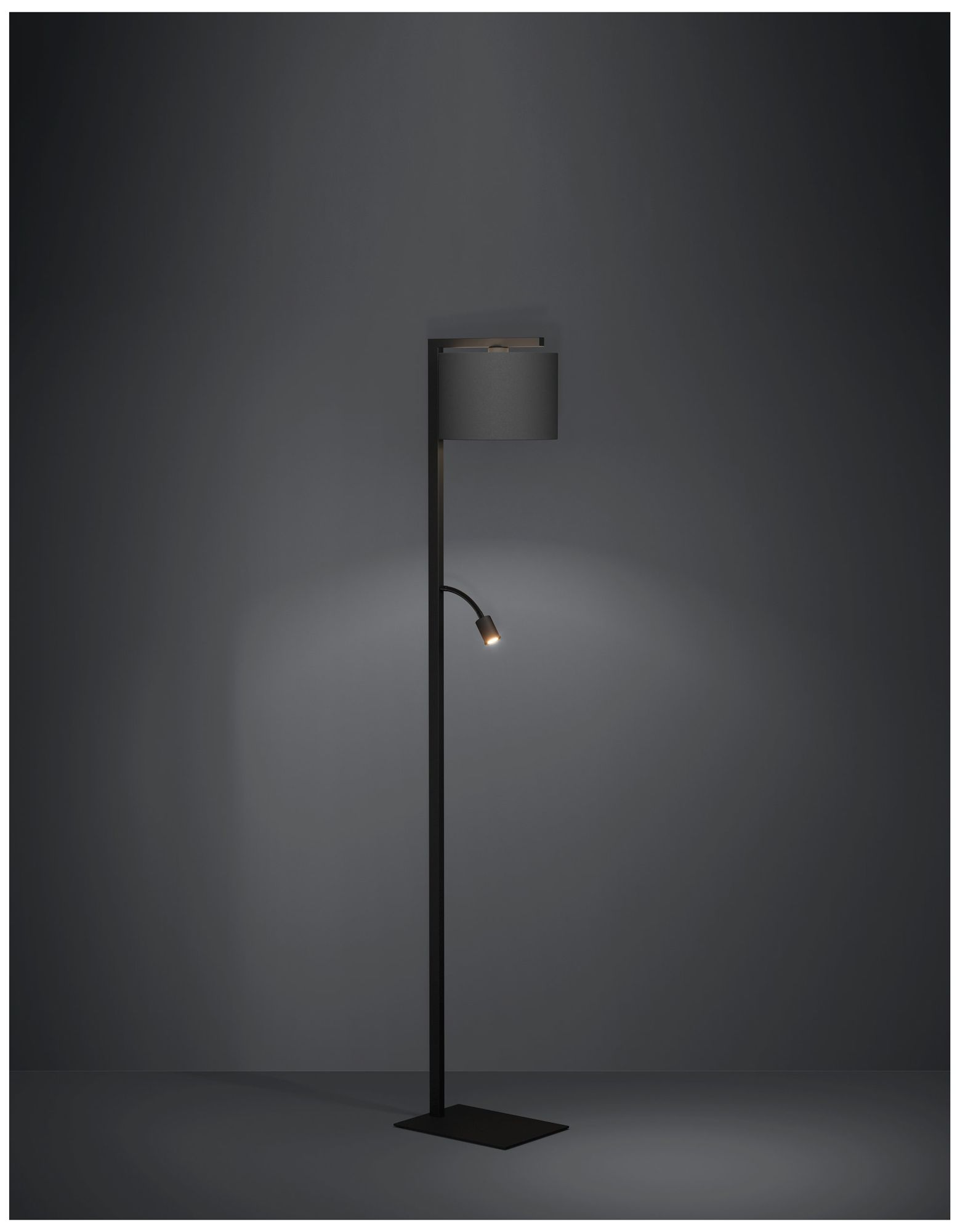 Image 3 Eglo 71 inch Black Floor Lamp w/ Fabric Shade w/ LED Reading Lamp more views