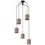 1_Eglo Albariza 5 Light Black & Wood Pendant Light with Fabric Shades