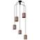Eglo Albariza 5 Light Black & Wood Pendant Light with Fabric Shades