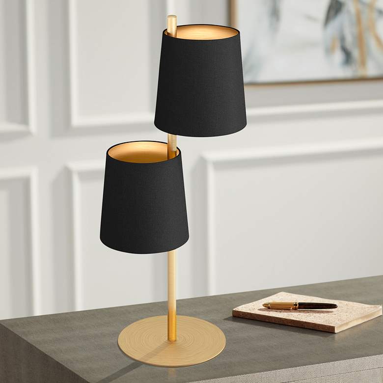 Image 1 Eglo Almeida 23 3/4" High Brushed Brass 2-Light Modern Accent Lamp