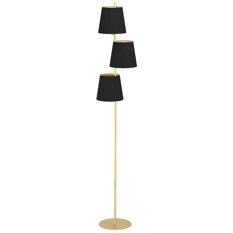 Image 1 Eglo Almeida 65 3/4" High 3-Light Black and Brass Modern Floor Lamp