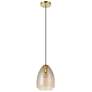 1_Eglo Alobrase 12" Brushed Gold Pendant Light, Metallic Amber Glass Shade