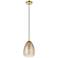Eglo Alobrase 12" Brushed Gold Pendant Light, Metallic Amber Glass Shade