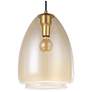 3_Eglo Alobrase 12" Brushed Gold Pendant Light, Metallic Amber Glass Shade more views