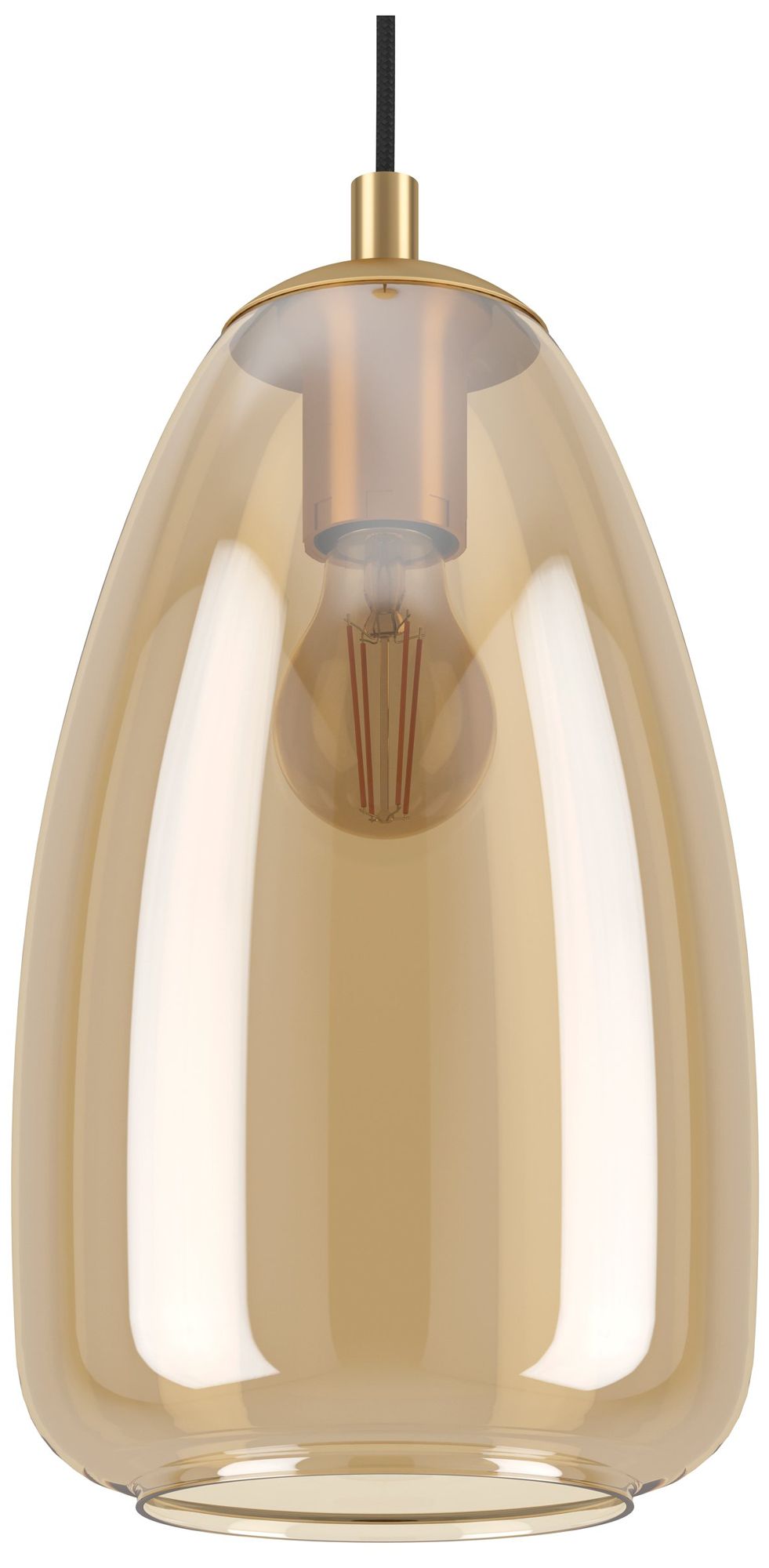 Image 3 Eglo Alobrase 8" 1 Light Brushed Gold Pendant w/ Metallic Amber Glass Shade more views