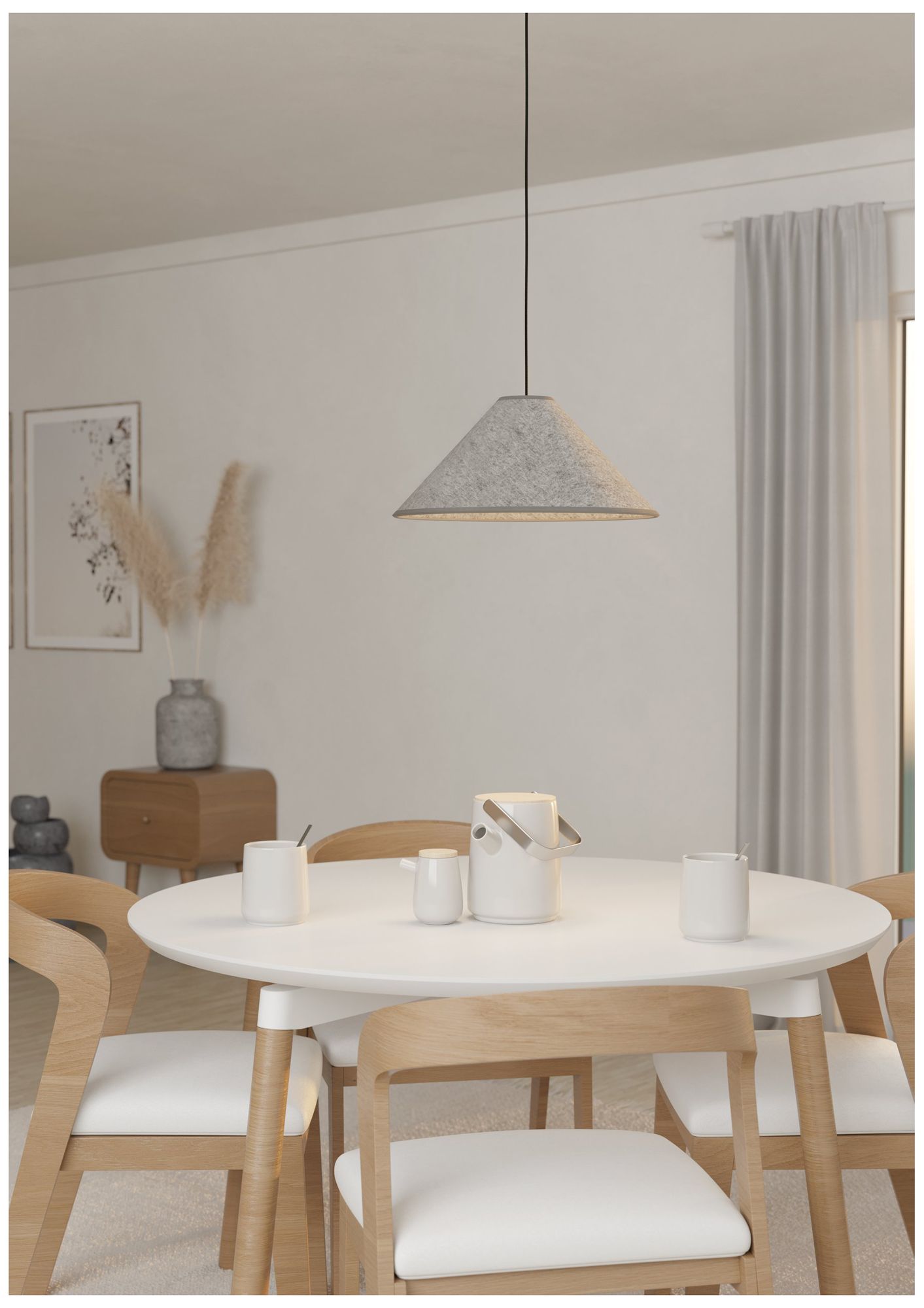 Image 5 Eglo Alsager 16" 1 Light Black Pendant Light with Gray Felt Shade more views