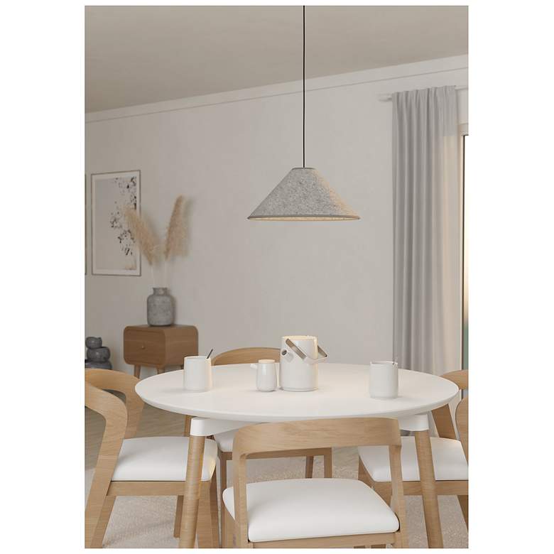 Image 5 Eglo Alsager 16" 1 Light Black Pendant Light with Gray Felt Shade more views