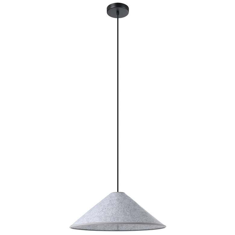 Image 1 Eglo Alsager 19" 1 Light Black Pendant Light with Gray Felt Shade