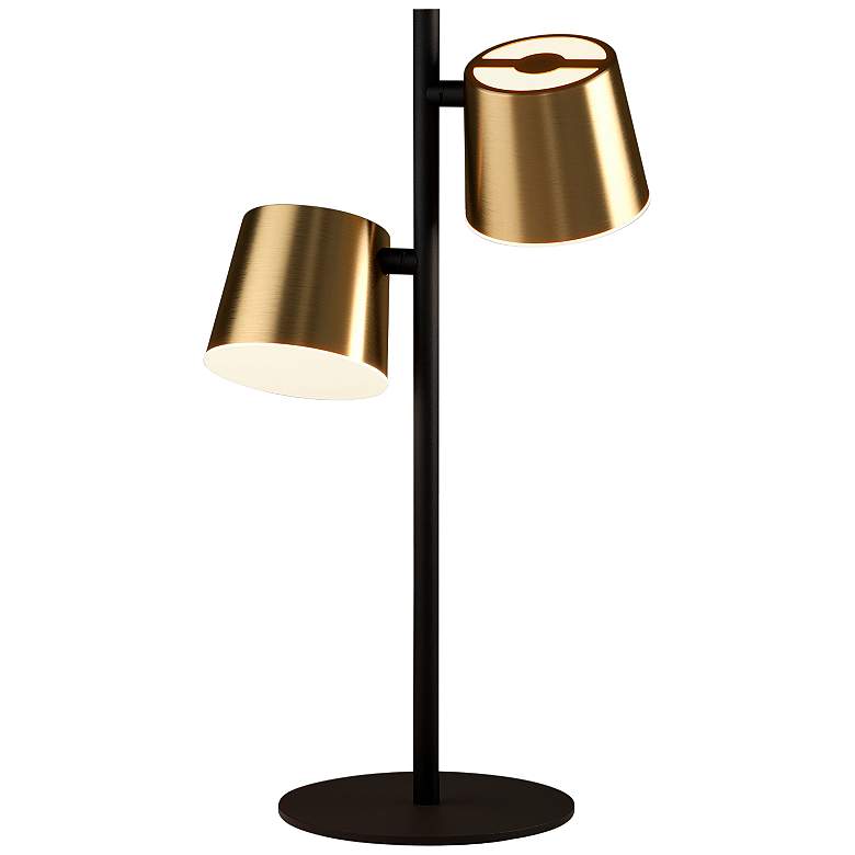 Image 2 Eglo Altamira 20 inch Structured Black and Brass 2-Light LED Accent Lamp