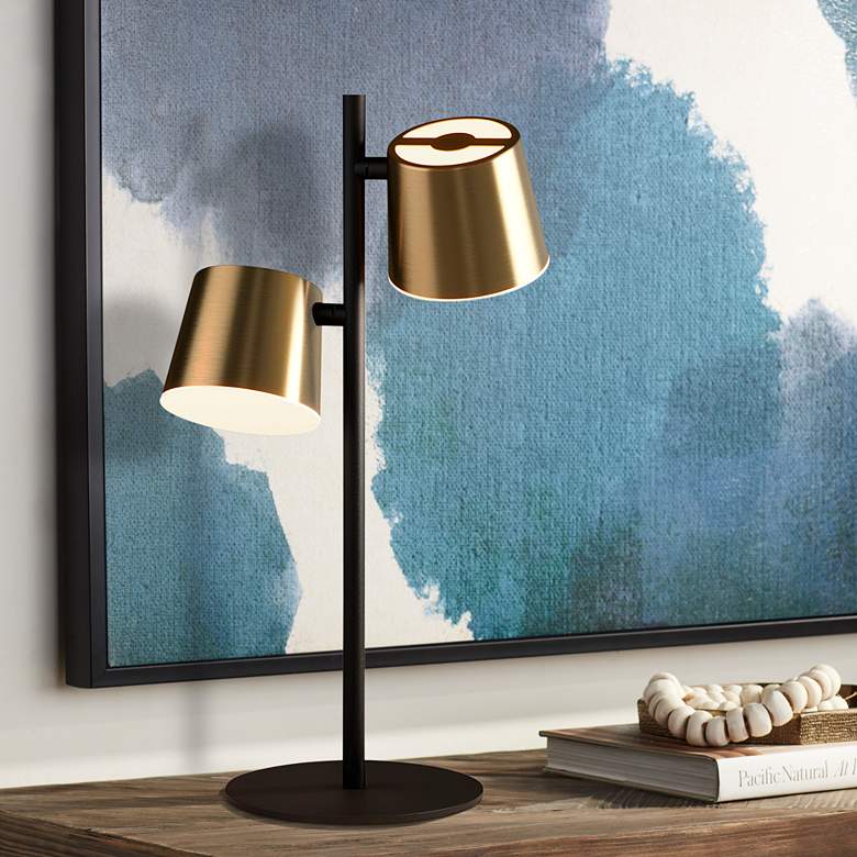 Image 1 Eglo Altamira 20 inch Structured Black and Brass 2-Light LED Accent Lamp