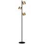 Eglo Altimira Collection Structured Black Gold Finish LED Modern Floor Lamp