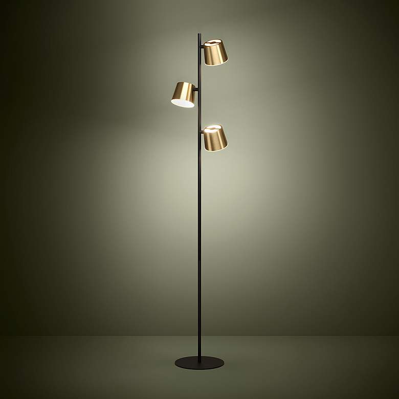 Image 3 Eglo Altimira Collection Structured Black Gold Finish LED Modern Floor Lamp more views