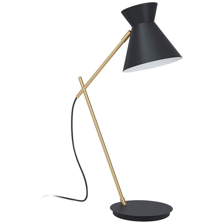 Image 2 Eglo Amezaga Structured Black and Brushed Brass Desk Lamp