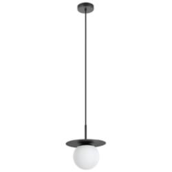 Eglo Arenales 10 3/4" Wide Black and Matte Opal Mini Pendant
