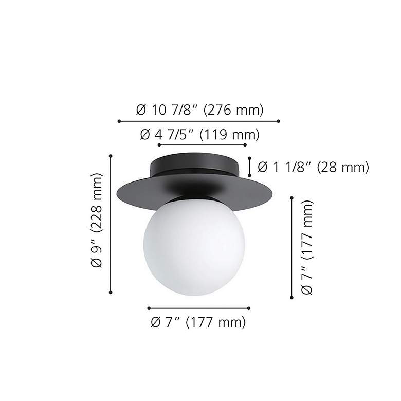 Image 5 Eglo Arenales 10 3/4" Wide Structured Black Ceiling Light more views