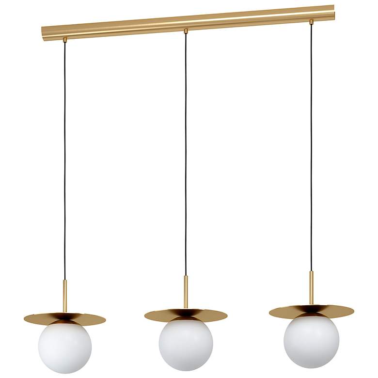 Image 1 Eglo Arenales 40" Wide 3-Light Modern Brushed Brass Linear Pendant