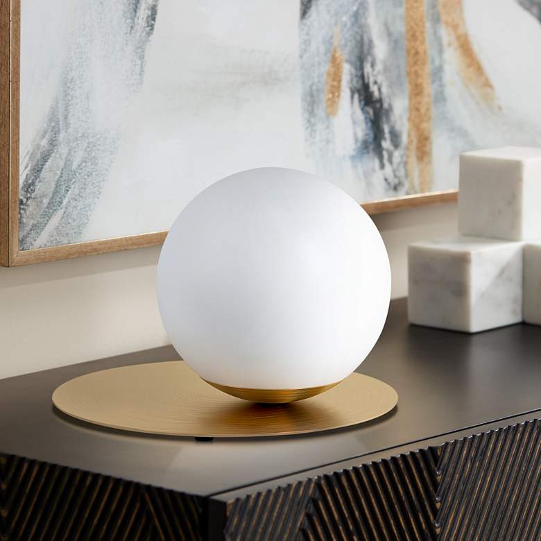 Image 1 Eglo Arenales 8" High Brushed Brass Accent Table Lamp