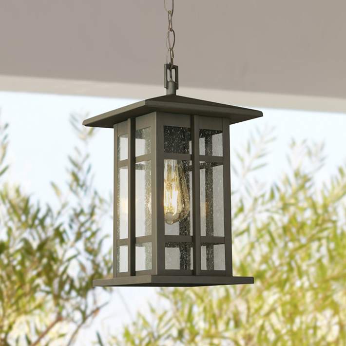 14" High Matte Bronze Outdoor Hanging Light - #708K1 | Lamps Plus