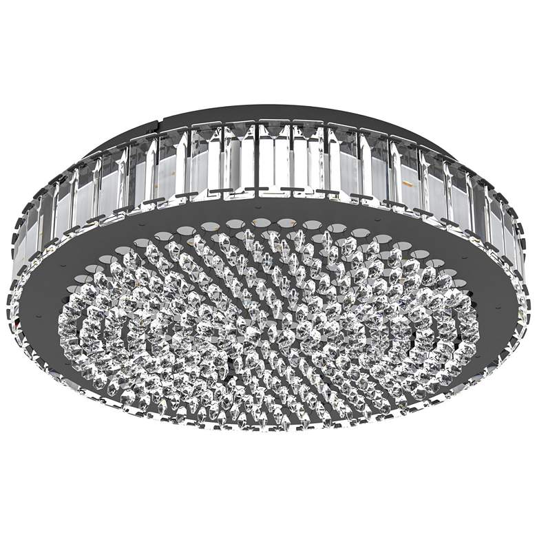 Image 1 Eglo Balparda 16" Black 3CCT LED Flush Mount with Clear Glass Crystal Shade
