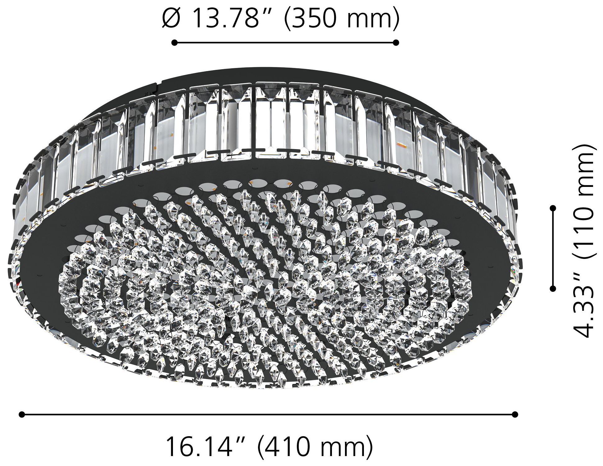 Image 2 Eglo Balparda 16" Black 3CCT LED Flush Mount with Clear Glass Crystal Shade more views