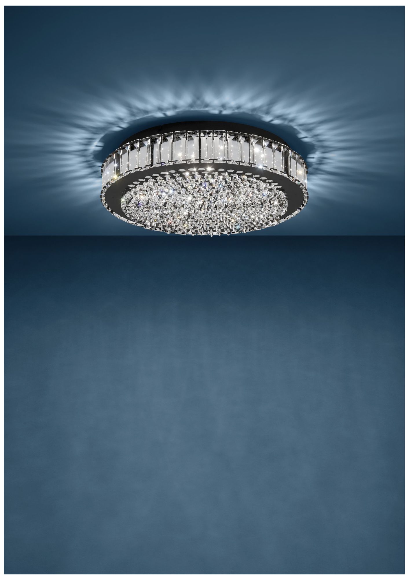 Image 4 Eglo Balparda 16" Black 3CCT LED Flush Mount with Clear Glass Crystal Shade more views