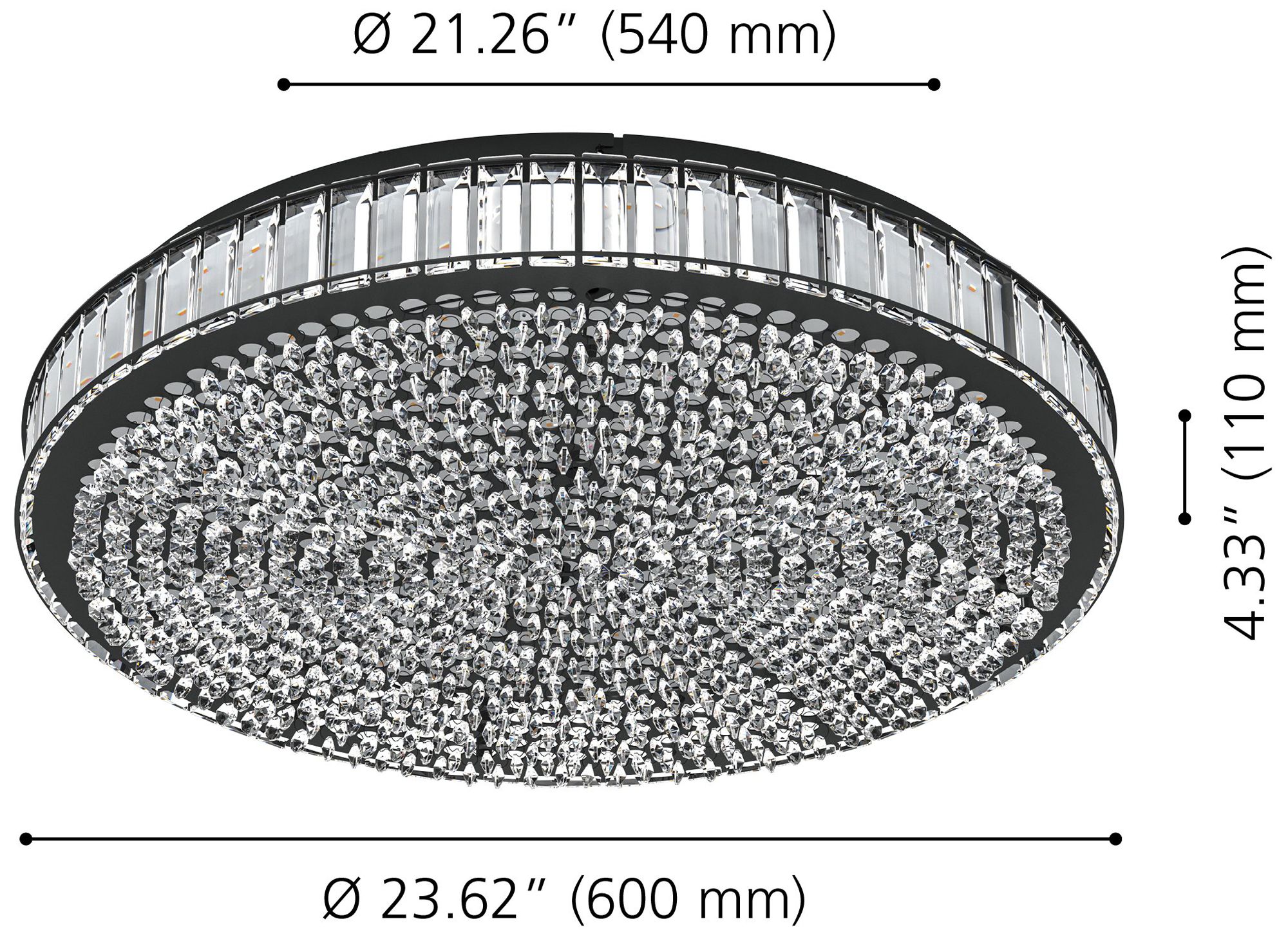 Image 2 Eglo Balparda 23" Black 3CCT LED Flush Mount with Clear Glass Crystal Shade more views