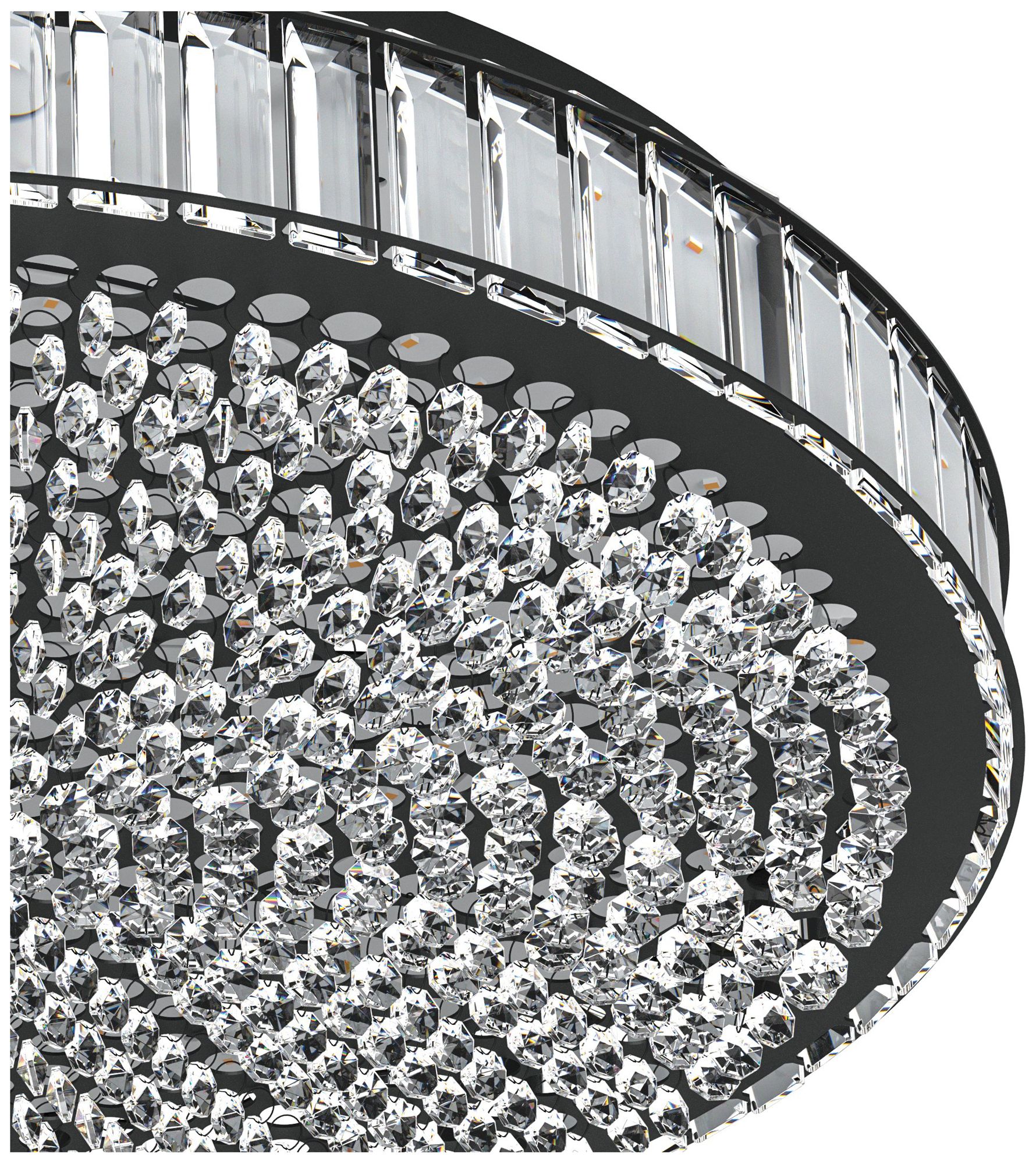 Image 3 Eglo Balparda 23" Black 3CCT LED Flush Mount with Clear Glass Crystal Shade more views