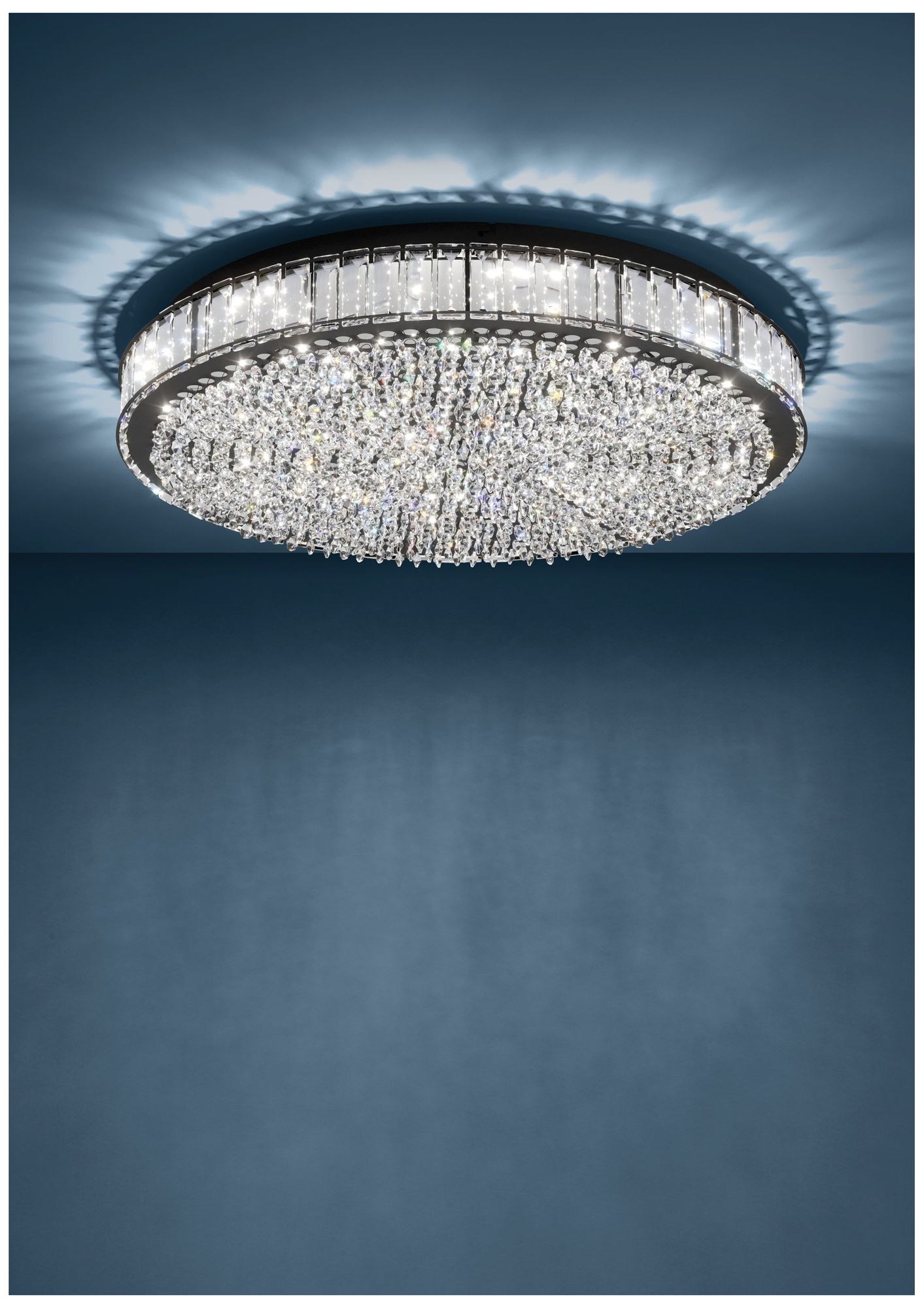 Image 4 Eglo Balparda 23" Black 3CCT LED Flush Mount with Clear Glass Crystal Shade more views