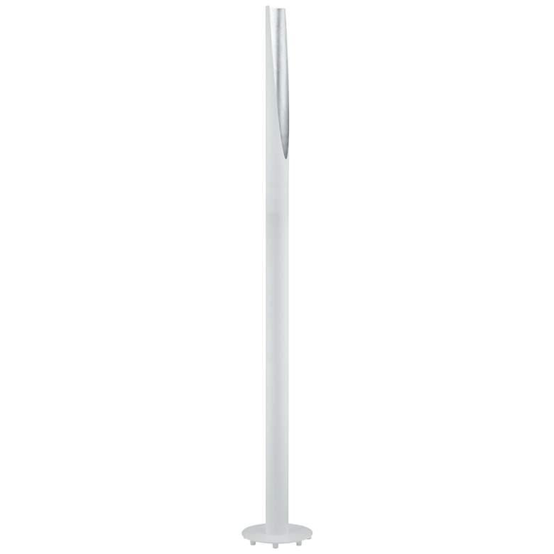 Image 1 Eglo Barbotto Matte White and Silver Cylinder LED Floor Lamp