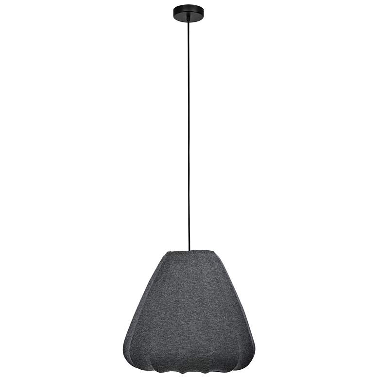 Image 1 Eglo Barlaston 14" 1 Light Black Pendant Light with Gray Jersey Shade
