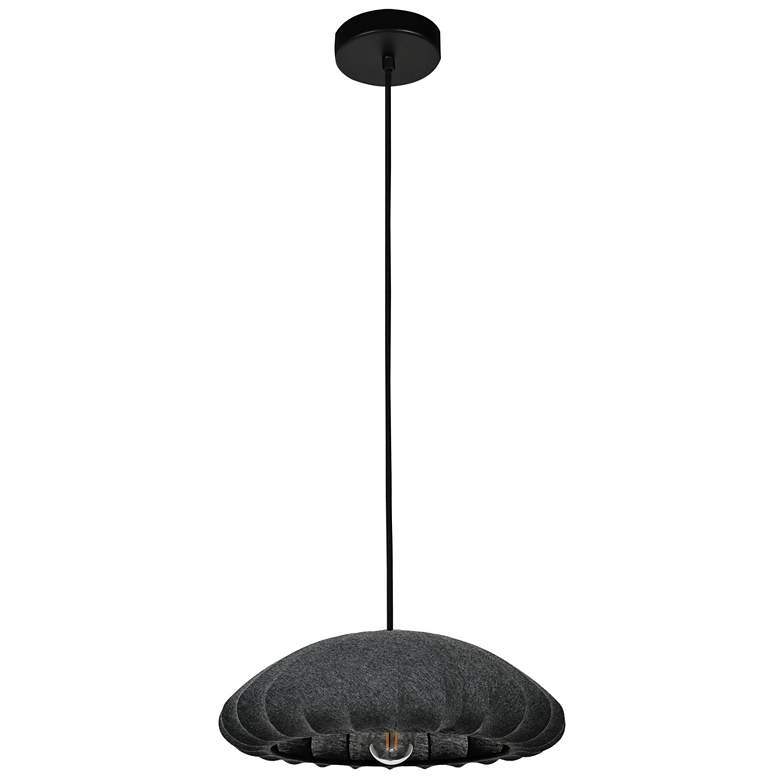 Image 1 Eglo Barlaston 18"1 Light Black Pendant Light with Gray Jersey Shade