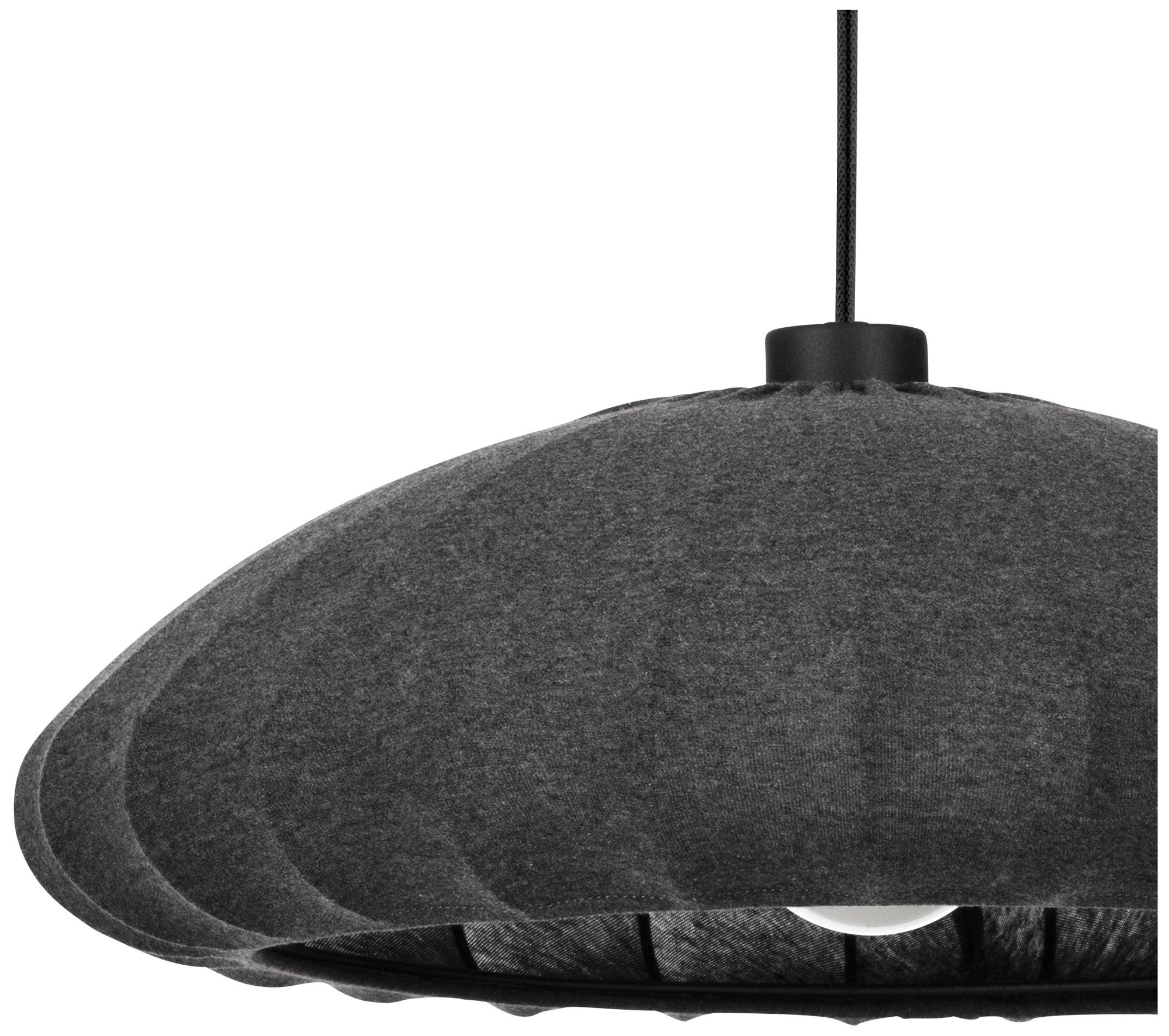 Image 3 Eglo Barlaston 18"1 Light Black Pendant Light with Gray Jersey Shade more views