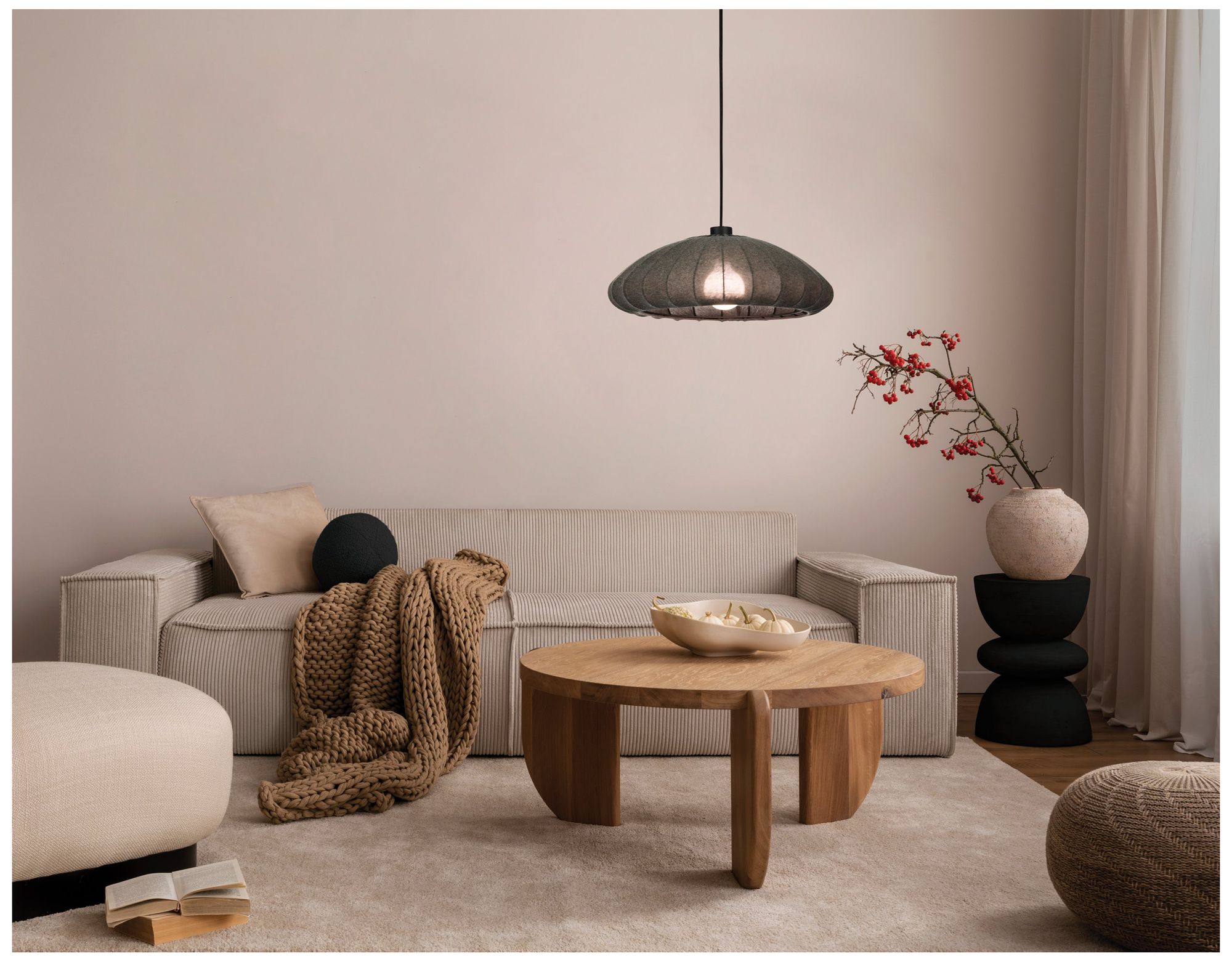 Image 4 Eglo Barlaston 18"1 Light Black Pendant Light with Gray Jersey Shade more views