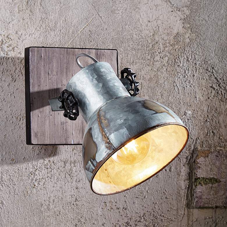 Image 1 Eglo Barnstaple 9 1/2 inch High Distressed Zinc Wall Sconce