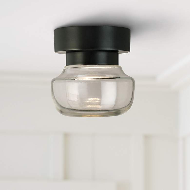 Image 1 Eglo Belby 5 1/2" Wide Black LED Ceiling Light