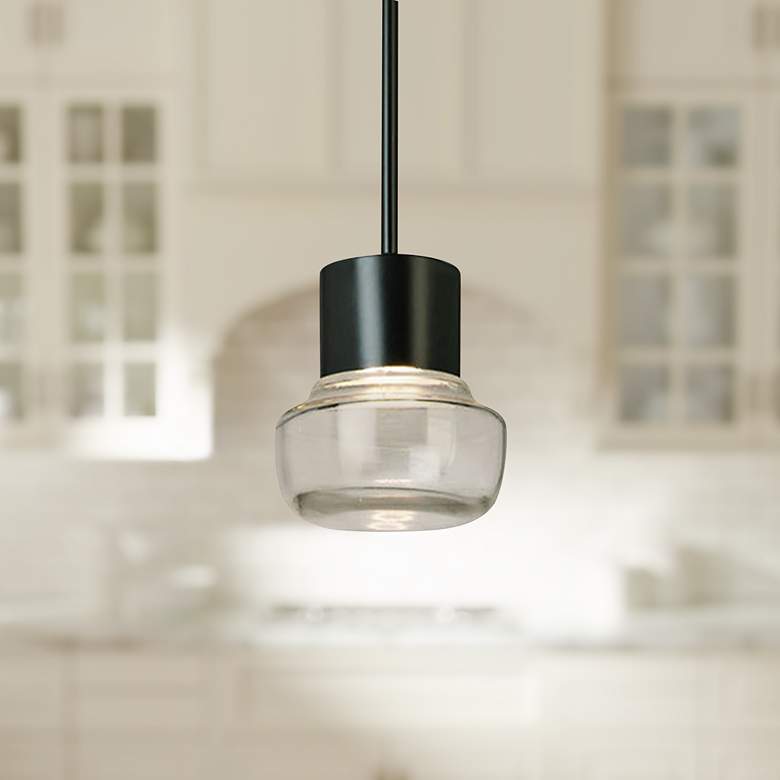 Image 1 Eglo Belby 5 1/2" Wide Black LED Pendant Light