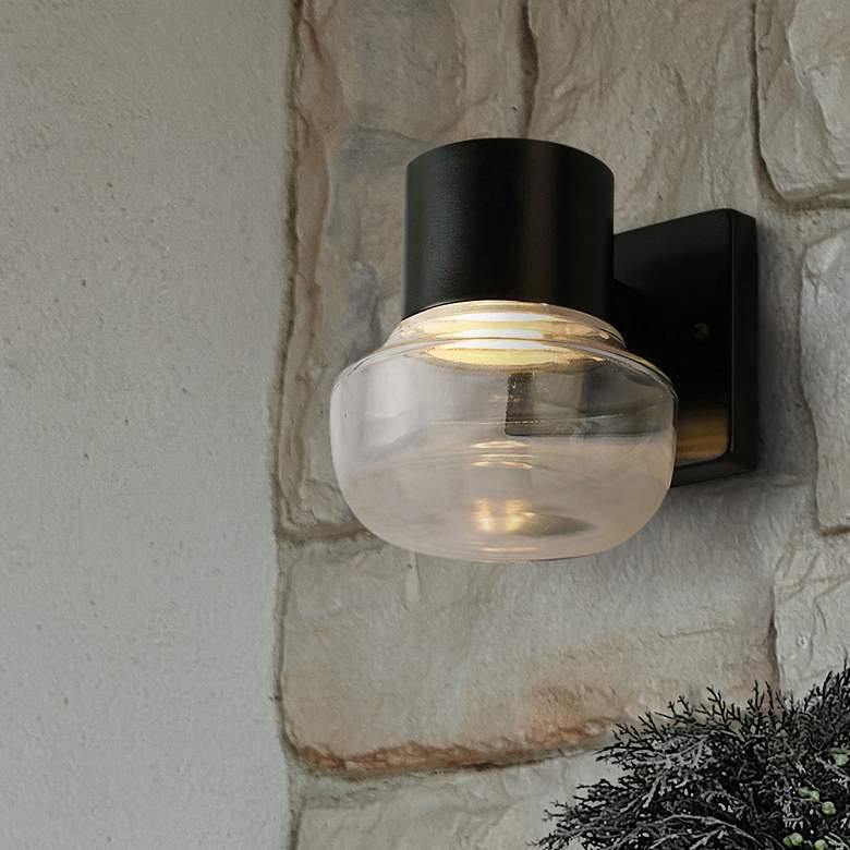 Image 1 Eglo Belby 6 1/4" High Black LED Wall Sconce
