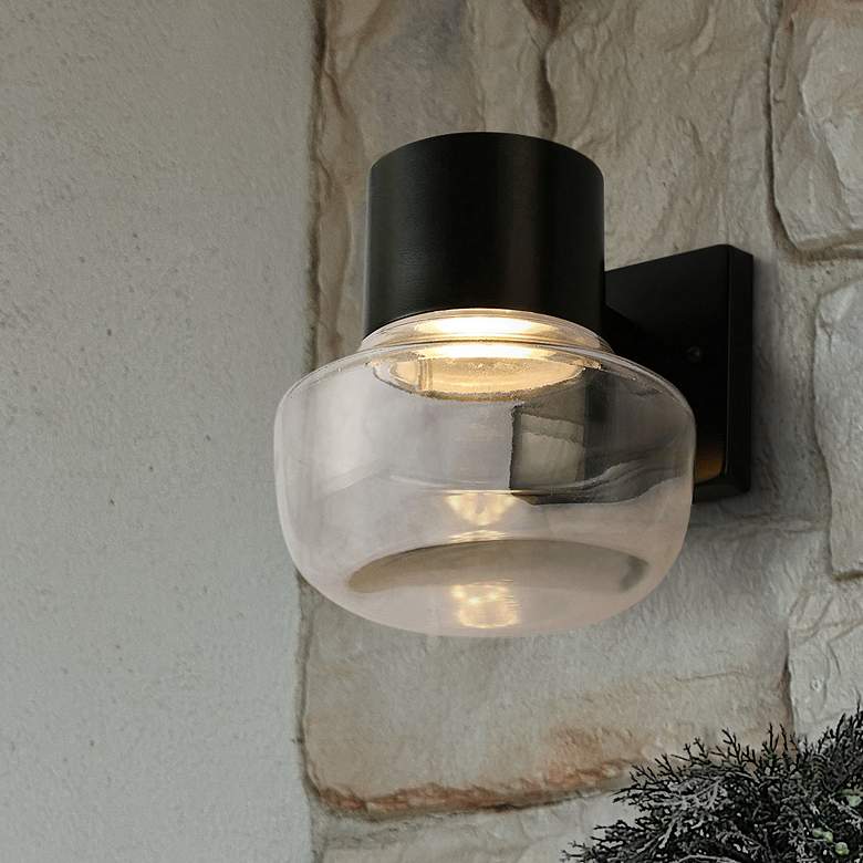 Image 1 Eglo Belby 7 1/2" High Black LED Wall Sconce