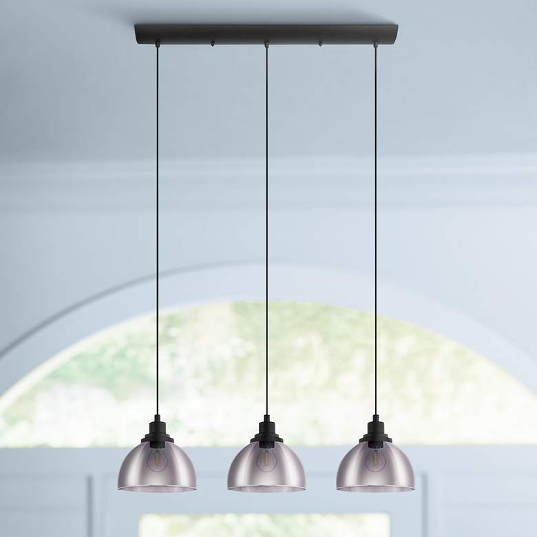 Image 1 Eglo Beleser 7 3/4" Wide Matte Black 3-Light Pendant Light
