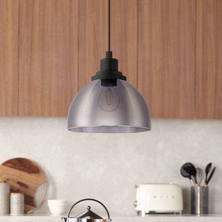 Image 1 Eglo Beleser 7 3/4" Wide Matte Black Pendant Light