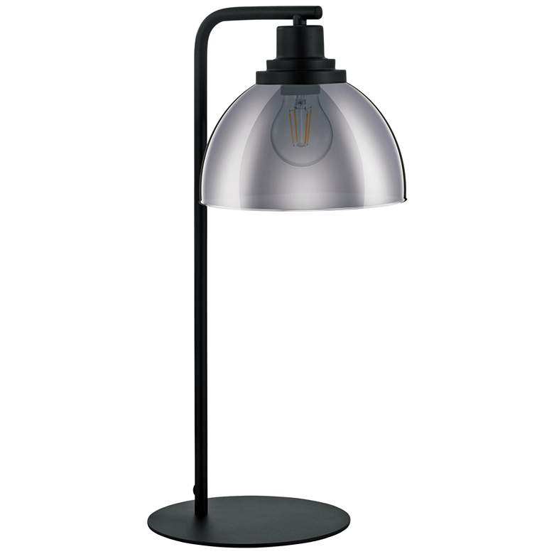 Image 1 Eglo Beleser Smoked Glass and Black Metal Desk Lamp